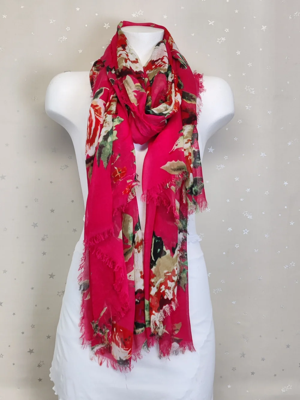 Naturally Knotty 100% Modal Oversized Floral Scarf Wrap Fuchsia Pink 40x78